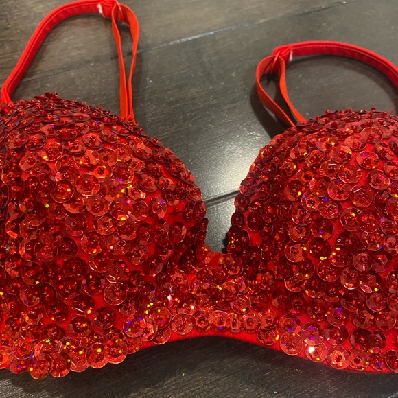 NWOT Red sequin bra size 34B - Picture 3 of 5